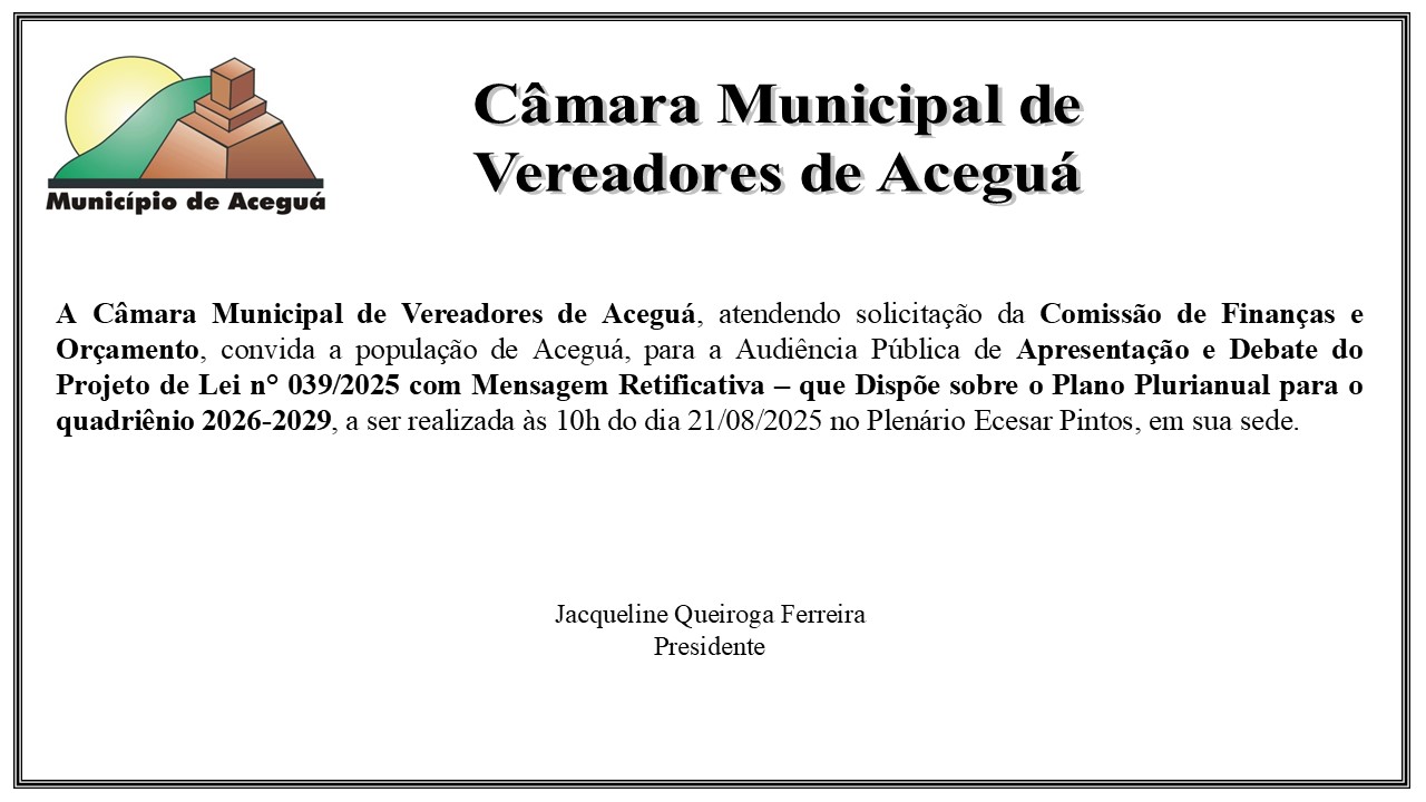 Audiência Pública - PPA 2026/2029