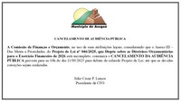 Cancelamento de Audiência Pública